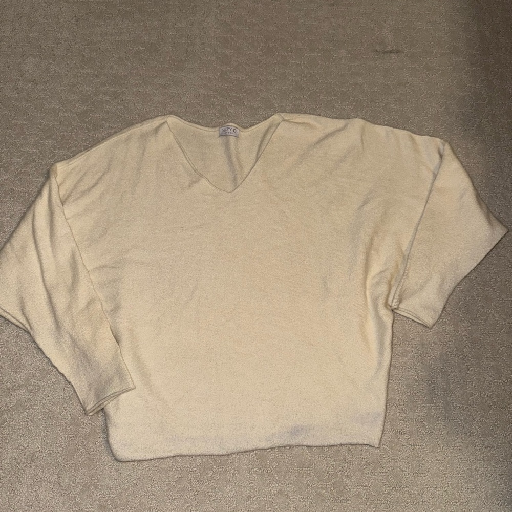 Cream V-Neck Sweater